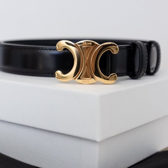 CELINE Medium Triomphe Belt in Taurillon Leather Size 95 - Picture 3 of 10